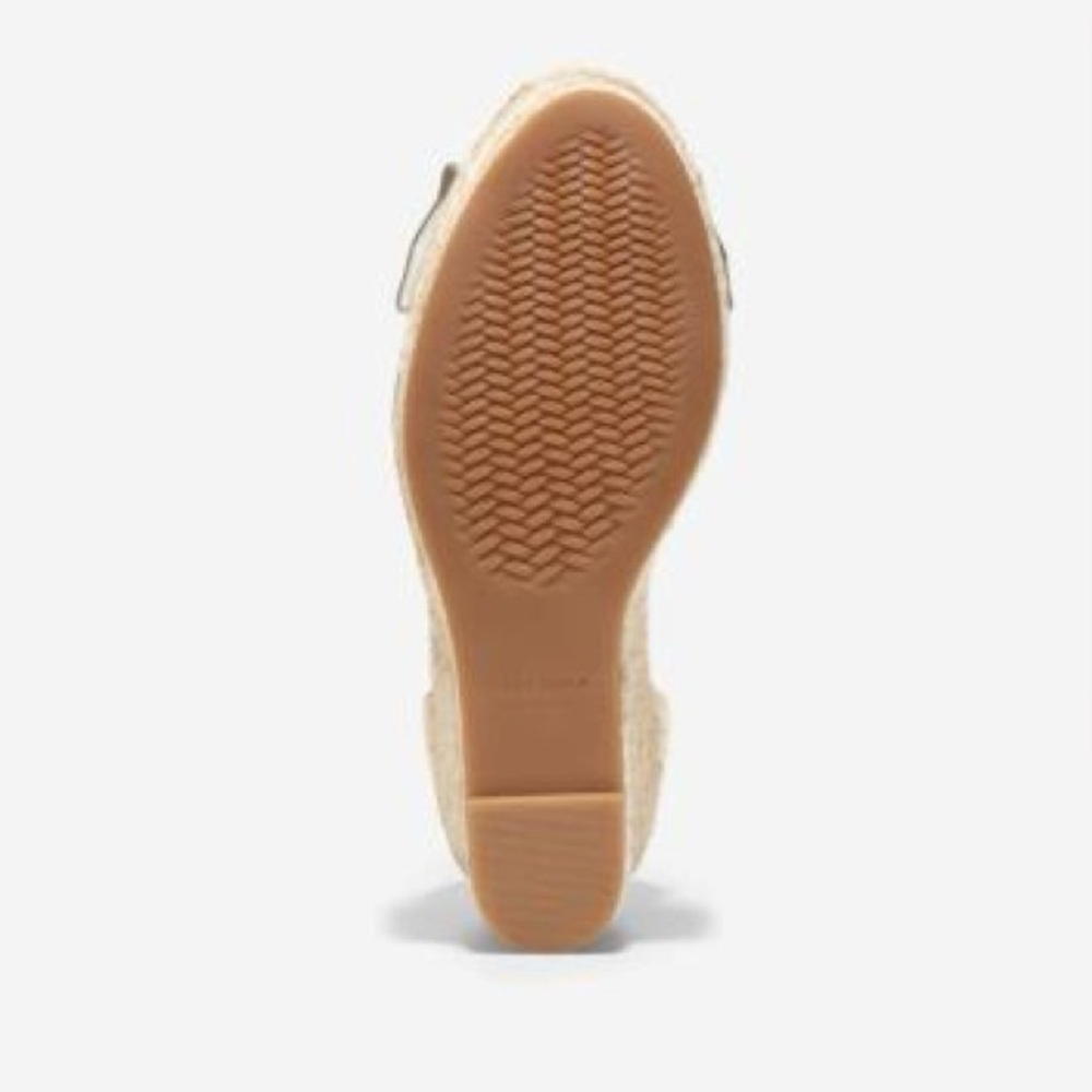 Cole Haan Women's 8 Cloudfeel Hampton Wedge Sandals Soft Gold-natural Canvas - Picture 9 of 9